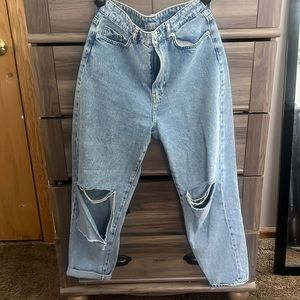 High Rise Light Washed Blue Mom jeans